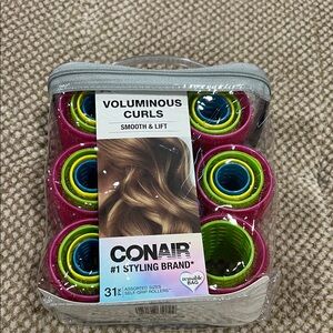 Voluminous Curls Self-Grip Hair Rollers - Pink and Green